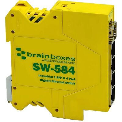 Brainboxes SW-584 Industrieller 1 SFP & 4 Port Gigabit Ethernet Switch - Industri, Dual Power, Isolierte Ports Brainboxes SW-584 Industrieller 1 SFP & 4 Port Gigabit Ethernet Switch - Industri, Dual Power, Isolierte Ports