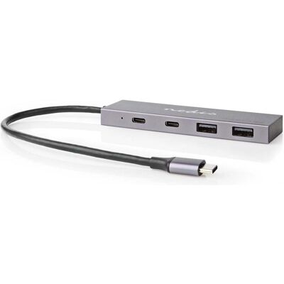 Nedis USB-Hub 1x USB-C™ 3.2 Gen 2 Male 2x USB-A 3.2 Gen 2 Female / 2x USB-C™ 3.2 Gen 2 Female (USB-C, 4 Ports), Dockingstation + USB Hub, Grau Nedis USB-Hub 1x USB-C™ 3.2 Gen 2 Male 2x USB-A 3.2 Gen 2 Female / 2x USB-C™ 3.2 Gen 2 Female (USB-C, 4 Ports), Dockingstation + USB Hub, Grau