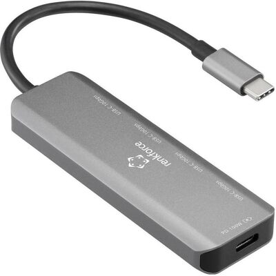 Renkforce RF-USBCH-220 USB 3.2 Gen 2-Hub mit Aluminiumgehäuse Grau (USB-C, 4 Ports), Dockingstation + USB Hub, Grau Renkforce RF-USBCH-220 USB 3.2 Gen 2-Hub mit Aluminiumgehäuse Grau (USB-C, 4 Ports), Dockingstation + USB Hub, Grau