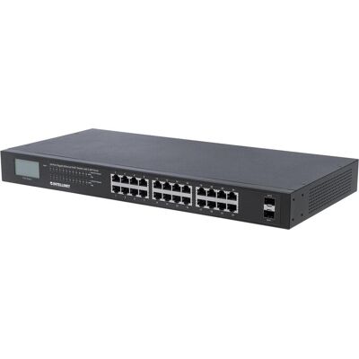 Intellinet Gigabit Ethernet PoE+ Switch with 2 SFP Ports and LCD Screen (24 Ports), Netzwerk Switch, Schwarz Intellinet Gigabit Ethernet PoE+ Switch with 2 SFP Ports and LCD Screen (24 Ports), Netzwerk Switch, Schwarz