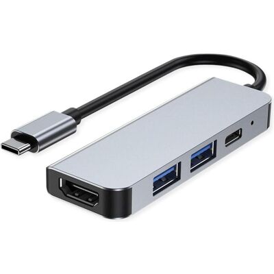 Value USB C Dockingstation 4-in-1, 4K30 1xHDMI, 2xUSB-A(2.0/3.0), 1xC PD (USB-C, 4 Ports), Dockingstation + USB Hub, Grau Value USB C Dockingstation 4-in-1, 4K30 1xHDMI, 2xUSB-A(2.0/3.0), 1xC PD (USB-C, 4 Ports), Dockingstation + USB Hub, Grau