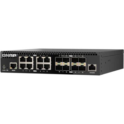 QNAP QSW-M3216R-8S8T (16 Ports), Netzwerk Switch, Schwarz QNAP QSW-M3216R-8S8T (16 Ports), Netzwerk Switch, Schwarz