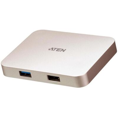 Aten UH3235 Mini-Dock (USB-C, 3 Ports), Dockingstation + USB Hub, Silber Aten UH3235 Mini-Dock (USB-C, 3 Ports), Dockingstation + USB Hub, Silber