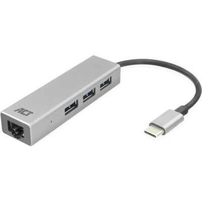 ACT CONNECTIVITY AC7055 3-in-1 USB-C Hub - Grau ACT CONNECTIVITY AC7055 3-in-1 USB-C Hub - Grau