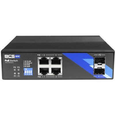 BCS BCS-B-ISP04G-2SFP Industrieller PoE Switch 4 Ports DIN-Schiene 1Gbps mit 2xSFP (4 Ports), Netzwerk Switch, Grau BCS BCS-B-ISP04G-2SFP Industrieller PoE Switch 4 Ports DIN-Schiene 1Gbps mit 2xSFP (4 Ports), Netzwerk Switch, Grau