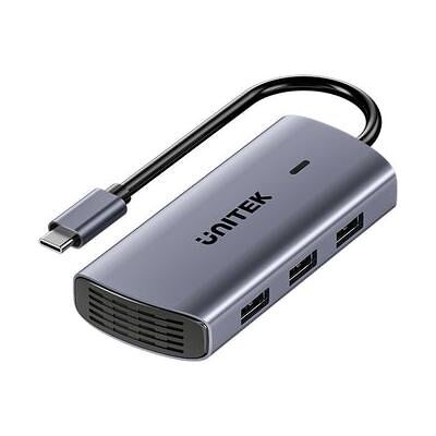 Unitek Hub USB-C 6 w 1 3x USB-A 5Gbps PD 100 W HDMI 4K@30Hz RJ45 (USB-C, 6 Ports), Dockingstation + USB Hub, Grau Unitek Hub USB-C 6 w 1 3x USB-A 5Gbps PD 100 W HDMI 4K@30Hz RJ45 (USB-C, 6 Ports), Dockingstation + USB Hub, Grau