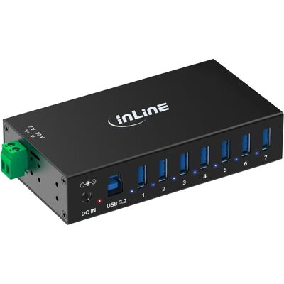 InLine USB 3.2 Gen.1 Industrie-Hub, 7 Port, Aluminiumgehäuse, mit Netzteil (USB-B, 7 Ports), Dockingstation + USB Hub, Schwarz InLine USB 3.2 Gen.1 Industrie-Hub, 7 Port, Aluminiumgehäuse, mit Netzteil (USB-B, 7 Ports), Dockingstation + USB Hub, Schwarz