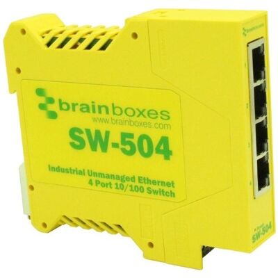 Brainboxes Industrial 4-Port Switch (4 Ports), Netzwerk Switch, Gelb Brainboxes Industrial 4-Port Switch (4 Ports), Netzwerk Switch, Gelb