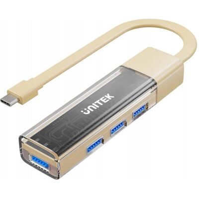 Unitek HUB USB hub dwukierunkowy USB C/USB A 5Gbps, 4x USB A kremowy (USB-A, USB-C, 4 Ports), Dockingstation + USB Hub, Weiss Unitek HUB USB hub dwukierunkowy USB C/USB A 5Gbps, 4x USB A kremowy (USB-A, USB-C, 4 Ports), Dockingstation + USB Hub, Weiss