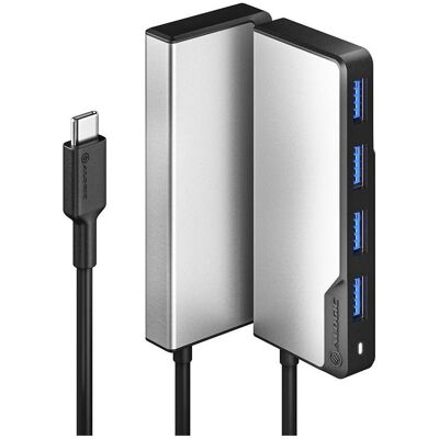 Alogic Adapter USB-C Fusion Swift 4In1 Hub grau (USB-C, 4 Ports), Dockingstation + USB Hub, Grau, Schwarz, Silber Alogic Adapter USB-C Fusion Swift 4In1 Hub grau (USB-C, 4 Ports), Dockingstation + USB Hub, Grau, Schwarz, Silber