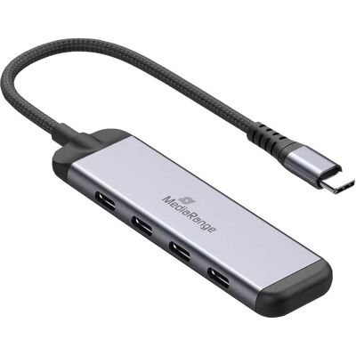 MediaRange MRCS512 Hub USB-C 3.2 4-port (USB-C, 4 Ports), Dockingstation + USB Hub, Silber MediaRange MRCS512 Hub USB-C 3.2 4-port (USB-C, 4 Ports), Dockingstation + USB Hub, Silber