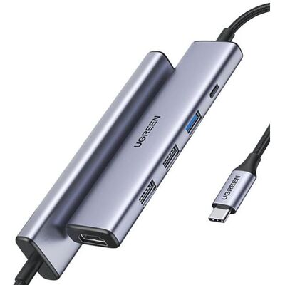 Ugreen Adapteris Hub CM478 (USB-C, 5 Ports), Dockingstation + USB Hub, Silber Ugreen Adapteris Hub CM478 (USB-C, 5 Ports), Dockingstation + USB Hub, Silber