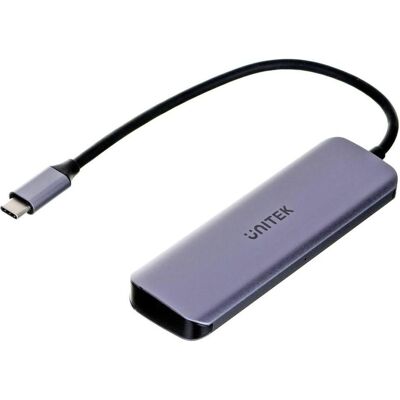 Unitek P5+ USB 3.2 Gen 1 (3.1 Gen 1) Type-A (USB-C, 5 Ports), Dockingstation + USB Hub, Grau Unitek P5+ USB 3.2 Gen 1 (3.1 Gen 1) Type-A (USB-C, 5 Ports), Dockingstation + USB Hub, Grau