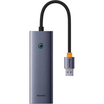 Baseus 4in1 Hub UltraJoy USB-A to USB 3.0 RJ45 (space grey) (USB-A, 4 Ports), Dockingstation + USB Hub, Grau Baseus 4in1 Hub UltraJoy USB-A to USB 3.0 RJ45 (space grey) (USB-A, 4 Ports), Dockingstation + USB Hub, Grau