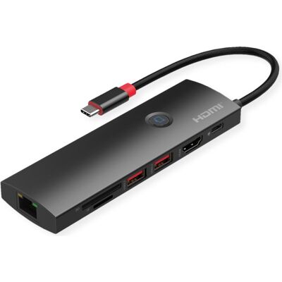 Roline USB 3.2 Gen2 Typ C Multiport Dockingstation (USB-C, 7 Ports), Dockingstation + USB Hub, Grau Roline USB 3.2 Gen2 Typ C Multiport Dockingstation (USB-C, 7 Ports), Dockingstation + USB Hub, Grau