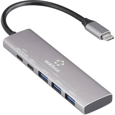 Renkforce RF-USBH-300 5 Port USB 3.2 Gen 1-Hub (USB 3.0) Grau (USB-C, 5 Ports), Dockingstation + USB Hub, Grau Renkforce RF-USBH-300 5 Port USB 3.2 Gen 1-Hub (USB 3.0) Grau (USB-C, 5 Ports), Dockingstation + USB Hub, Grau