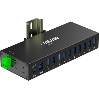 InLine USB 3.2 Gen.1 Industrie-Hub, 10 Port, Aluminiumgehäuse, mit Netzteil (USB-B, 10 Ports), Dockingstation + USB Hub, Schwarz InLine USB 3.2 Gen.1 Industrie-Hub, 10 Port, Aluminiumgehäuse, mit Netzteil (USB-B, 10 Ports), Dockingstation + USB Hub, Schwarz