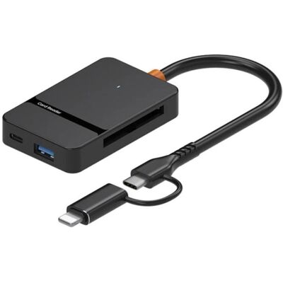 PowerGuard 8-in-1 USB-C Lightning Hub mit USB-A, SD, MicroSD, CF, MS Cardreader (USB-C, 8 Ports), Dockingstation + USB Hub, Schwarz PowerGuard 8-in-1 USB-C Lightning Hub mit USB-A, SD, MicroSD, CF, MS Cardreader (USB-C, 8 Ports), Dockingstation + USB Hub, Schwarz