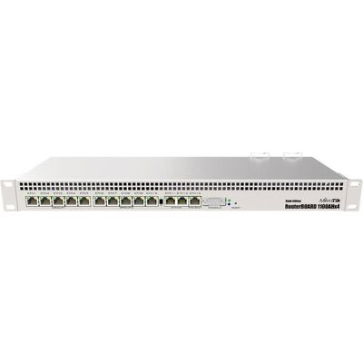 MikroTik RB1100AHx4 L6 1.4GHz 1GB RAM, 128 MB NAND, 13xGig LAN, Rack 48,30cm (19"), Router, Grau MikroTik RB1100AHx4 L6 1.4GHz 1GB RAM, 128 MB NAND, 13xGig LAN, Rack 48,30cm (19"), Router, Grau