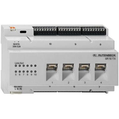 Wilhelm Rutenbeck SR 10TX GB PoE - Switch - 10 Ports - DIN-Schiene montierbar - Gigabit Ethernet Wilhelm Rutenbeck SR 10TX GB PoE - Switch - 10 Ports - DIN-Schiene montierbar - Gigabit Ethernet