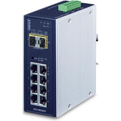 Planet IP30 industrieller 8x 1000TP + 2x 100/1000F SFP Full Managed Ethernet Switch (-40 bis 75 Grad C) (8 Ports), Netzwerk Switch, Schwarz Planet IP30 industrieller 8x 1000TP + 2x 100/1000F SFP Full Managed Ethernet Switch (-40 bis 75 Grad C) (8 Ports), Netzwerk Switch, Schwarz