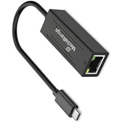 MediaRange USB Type-C Netzwerkadaper mit RJ45 Port, 10/100/1000 Mbps, 20cm, Schwarz (USB-C), Netzwerkadapter, Schwarz MediaRange USB Type-C Netzwerkadaper mit RJ45 Port, 10/100/1000 Mbps, 20cm, Schwarz (USB-C), Netzwerkadapter, Schwarz