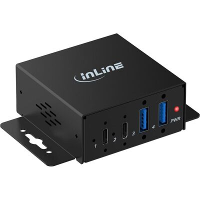 InLine USB 3.2 Industrie-Hub (USB-C, 4 Ports), Dockingstation + USB Hub, Schwarz InLine USB 3.2 Industrie-Hub (USB-C, 4 Ports), Dockingstation + USB Hub, Schwarz
