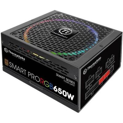 Thermaltake SMART PRO RGB SPR-650AH3FSB-R - Netzteil (intern) (650 W), PC Netzteil, Schwarz Thermaltake SMART PRO RGB SPR-650AH3FSB-R - Netzteil (intern) (650 W), PC Netzteil, Schwarz