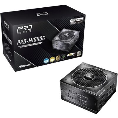 ASRock Zasilacz PRO-M1000G 1000W 80 PLUS Gold (1000 W), PC Netzteil, Schwarz ASRock Zasilacz PRO-M1000G 1000W 80 PLUS Gold (1000 W), PC Netzteil, Schwarz