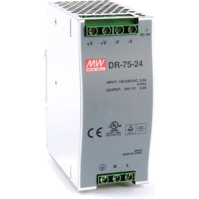 Planet Technology Corp. Din-Rail Power Supply 75 watts, 24V (75 W), PC Netzteil, Grau, Blau Planet Technology Corp. Din-Rail Power Supply 75 watts, 24V (75 W), PC Netzteil, Grau, Blau