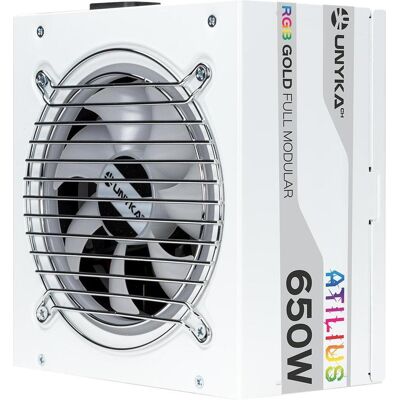 Unykach ATX Atilus RGB White 650W, PC Netzteil, Weiss Unykach ATX Atilus RGB White 650W, PC Netzteil, Weiss
