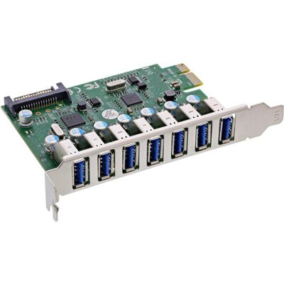 InLine Schnittstellenkarte, 7x USB-A 3.2 Gen.1, PCIe, mit SATA Stromanschluss, Kontrollerkarte InLine Schnittstellenkarte, 7x USB-A 3.2 Gen.1, PCIe, mit SATA Stromanschluss, Kontrollerkarte