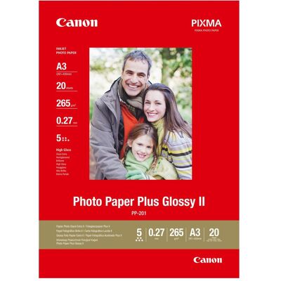 Canon PP-201 Plus Glossy II (265 g/m², A3, 20 Stk.), Fotopapier, Weiss Canon PP-201 Plus Glossy II (265 g/m², A3, 20 Stk.), Fotopapier, Weiss