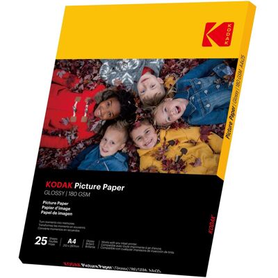 Kodak 25 Blatt Fotopapier - A4 Glänzend - 180g/m² Kodak 25 Blatt Fotopapier - A4 Glänzend - 180g/m²