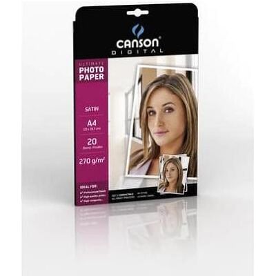 Canson Ultimate Satin A4 240G Fotopapier Weiss (270 g/m², 21 x 29.7 cm, 20 Stk.), Fotopapier, Weiss Canson Ultimate Satin A4 240G Fotopapier Weiss (270 g/m², 21 x 29.7 cm, 20 Stk.), Fotopapier, Weiss