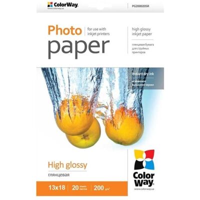 Colorway High Glossy Photo Paper, 10x15, 230g/m, 100 sheets (230 g/m², 10 x 15 cm, 100 Stk.), Fotopapier, Weiss Colorway High Glossy Photo Paper, 10x15, 230g/m, 100 sheets (230 g/m², 10 x 15 cm, 100 Stk.), Fotopapier, Weiss