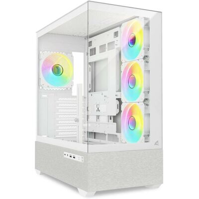 Sharkoon AK7 ARGB (weiss, Tempered Glass x 2) (ATX, mATX, Mini-ITX), PC Gehäuse, Weiss Sharkoon AK7 ARGB (weiss, Tempered Glass x 2) (ATX, mATX, Mini-ITX), PC Gehäuse, Weiss