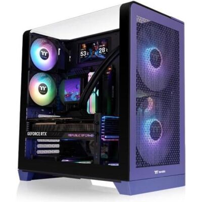 Thermaltake View 390 Air Future Dusk (ATX, mATX, Mini-ITX), PC Gehäuse, Schwarz, Violett, Blau Thermaltake View 390 Air Future Dusk (ATX, mATX, Mini-ITX), PC Gehäuse, Schwarz, Violett, Blau