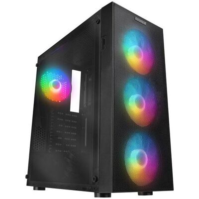 Everest Számítógépház - FACED V1 (fekete üveg ATX alsó táp 4x120mm LED 1xUSB3.0 + 2xUSB2.0) (ATX), PC Gehäuse, Schwarz Everest Számítógépház - FACED V1 (fekete üveg ATX alsó táp 4x120mm LED 1xUSB3.0 + 2xUSB2.0) (ATX), PC Gehäuse, Schwarz