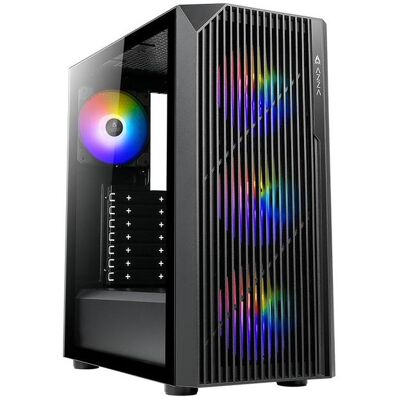 Azza Boitier Moyen Tour ATX Source RGB avec panneau vitré (Noir) (ATX, ITX, mATX), PC Gehäuse, Schwarz Azza Boitier Moyen Tour ATX Source RGB avec panneau vitré (Noir) (ATX, ITX, mATX), PC Gehäuse, Schwarz