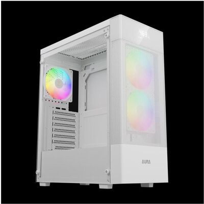 Gamdias Boitier Moyen Tour ATX Aura GC5 Elite RGB avec panneau vitré (Blanc) (ATX), PC Gehäuse, Weiss Gamdias Boitier Moyen Tour ATX Aura GC5 Elite RGB avec panneau vitré (Blanc) (ATX), PC Gehäuse, Weiss