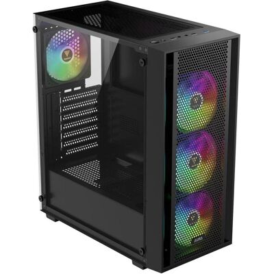 Gamdias Aura GC2 Elite ARGB GAMING Miditower Black retail (ATX, mATX, Mini-ITX), PC Gehäuse, Schwarz Gamdias Aura GC2 Elite ARGB GAMING Miditower Black retail (ATX, mATX, Mini-ITX), PC Gehäuse, Schwarz
