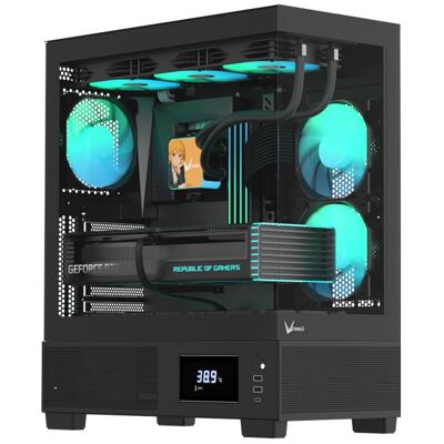 Formula Számítógépház - Crystal E1 FLOE Black (fekete, ablakos, ATX, 2xUSB3.0, 1xType-C) (ATX), PC Gehäuse, Schwarz Formula Számítógépház - Crystal E1 FLOE Black (fekete, ablakos, ATX, 2xUSB3.0, 1xType-C) (ATX), PC Gehäuse, Schwarz