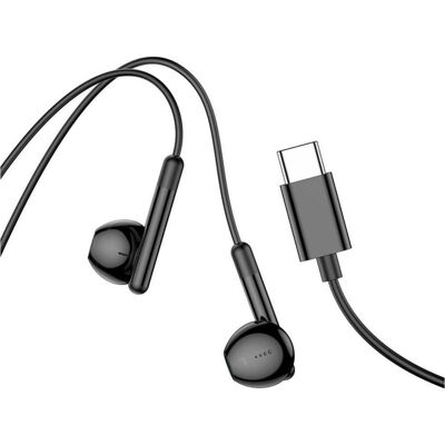 Hoco Wired headphones wire earphones Type C with microphone M93 black (Kabelgebunden), Kopfhörer, Schwarz Hoco Wired headphones wire earphones Type C with microphone M93 black (Kabelgebunden), Kopfhörer, Schwarz