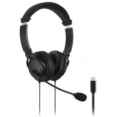 Kensington USB-C Hi-Fi headphones with microphone (Kabelgebunden, USB-C), Office Headset, Schwarz Kensington USB-C Hi-Fi headphones with microphone (Kabelgebunden, USB-C), Office Headset, Schwarz
