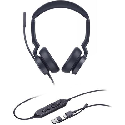 Yealink UH46 Dual UC USB-C/A Headset (Kabelgebunden, USB-C), Office Headset, Schwarz Yealink UH46 Dual UC USB-C/A Headset (Kabelgebunden, USB-C), Office Headset, Schwarz