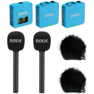 RØDE Mikrofon-Funksystem Wireless GO Gen 3 Blau Interview Set 2 BK, Mikrofon RØDE Mikrofon-Funksystem Wireless GO Gen 3 Blau Interview Set 2 BK, Mikrofon