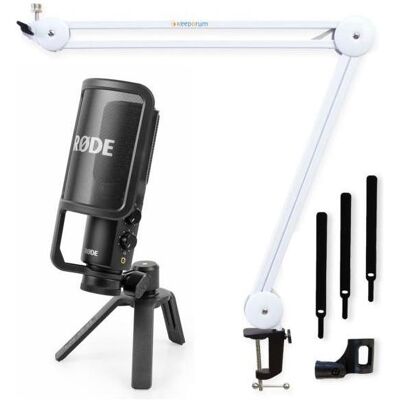 RØDE NT-USB+ Kondensatormikrofon mit Gelenkarm Weiss, Mikrofon RØDE NT-USB+ Kondensatormikrofon mit Gelenkarm Weiss, Mikrofon
