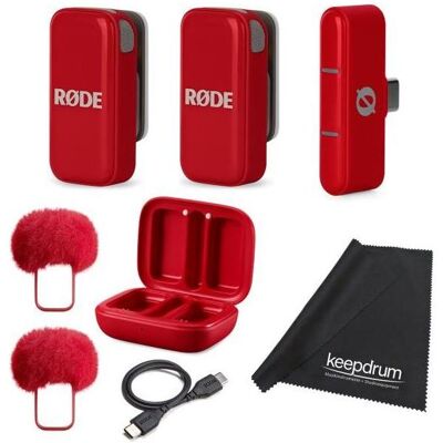 RØDE Wireless Micro Drahtloses Mikrofon-System USB-C Rot mit Tuch, Mikrofon RØDE Wireless Micro Drahtloses Mikrofon-System USB-C Rot mit Tuch, Mikrofon
