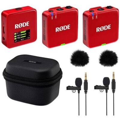 RØDE Wireless GO Gen 3 Rot mit Charge Case + 2x Lavalier GO und 2x WS05, Mikrofon RØDE Wireless GO Gen 3 Rot mit Charge Case + 2x Lavalier GO und 2x WS05, Mikrofon